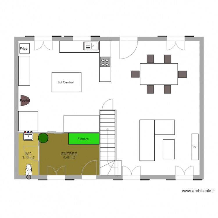 Rez de Chaussée après travaux. Plan de 0 pièce et 0 m2