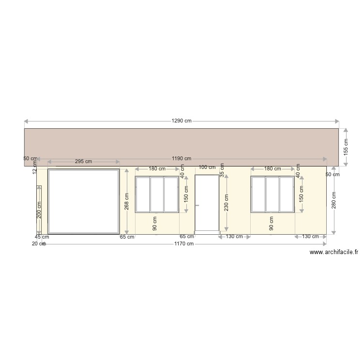 Facade garage AT. Plan de 0 pièce et 0 m2