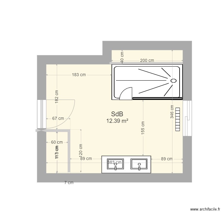 SdB M GABRIAC Nicole et Jean Noël . Plan de 0 pièce et 0 m2