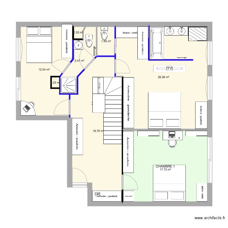 rdc modifié. Plan de 0 pièce et 0 m2