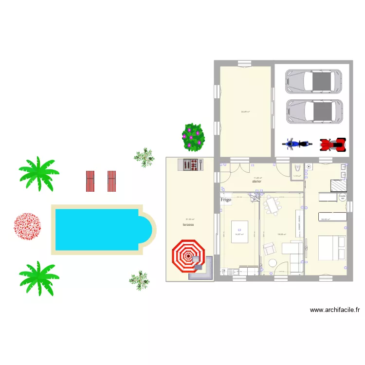 Maison Ana&iuml;s rdc. Plan de 