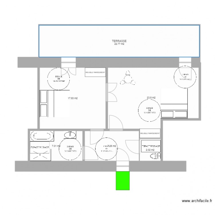 CHAMBRE 23 HLC PROJET. Plan de 0 pièce et 0 m2