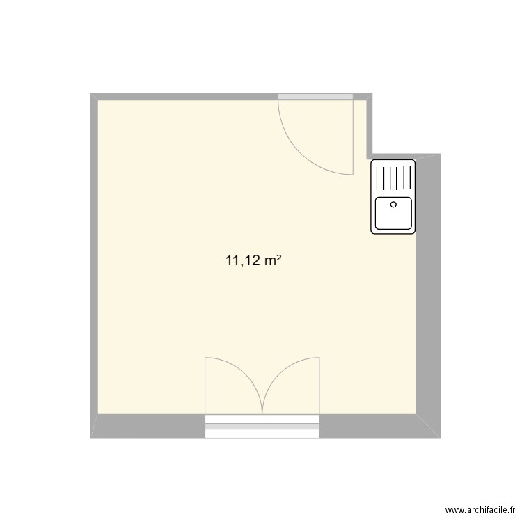 cuisine jo. Plan de 1 pièce et 11 m2