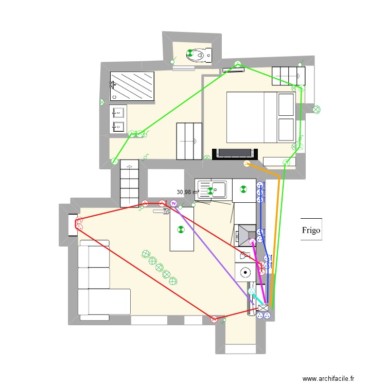 diane ok elec. Plan de 1 pièce et 31 m2