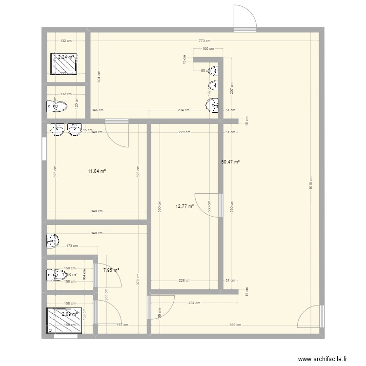 Plan Vestiaire Réfectoire New. Plan de 7 pièces et 88 m2