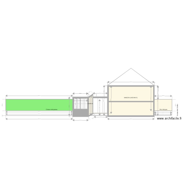 PLAN DE COUPE LONGITUDINAL 3D CIBLE. Plan de 0 pièce et 0 m2