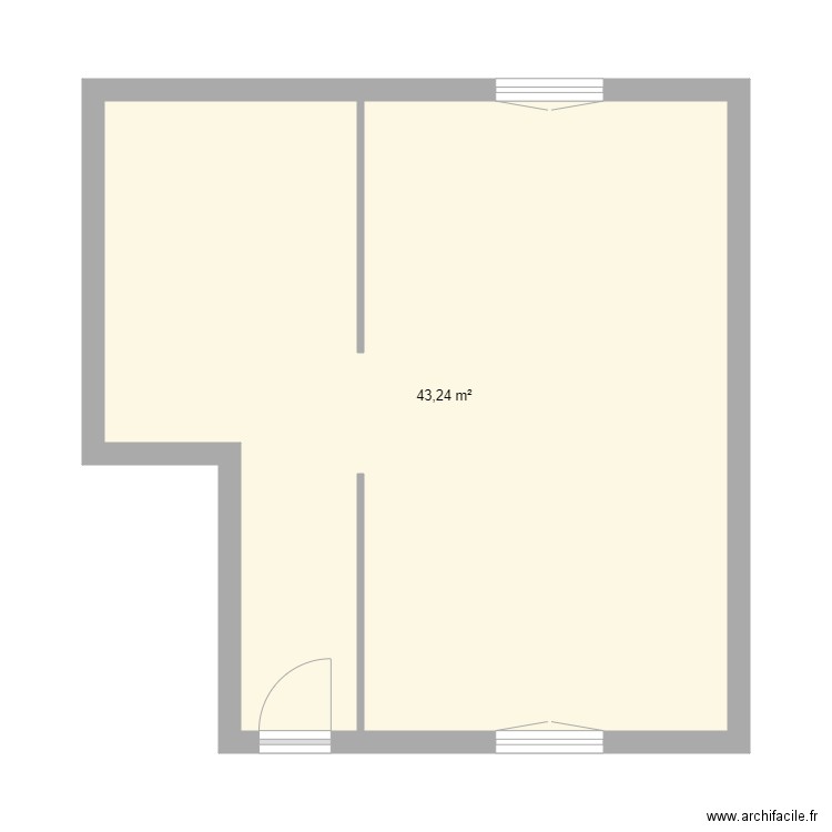 Halimi RDC. Plan de 1 pièce et 43 m2