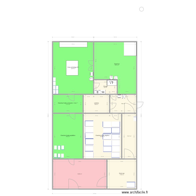 Boulangerie Maroc. Plan de 11 pièces et 244 m2