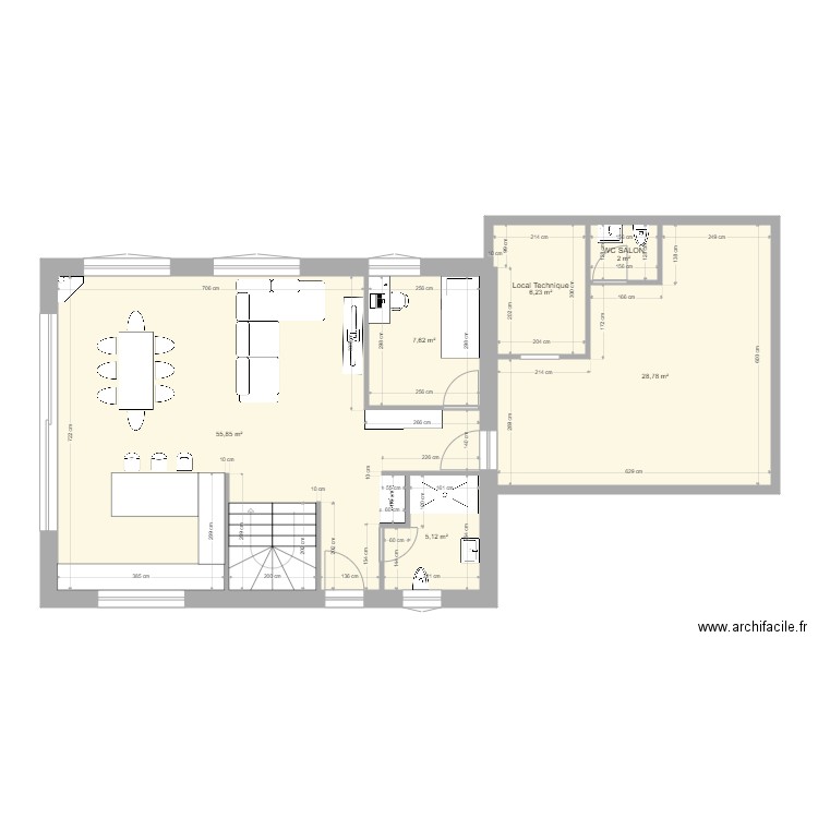 suite parental. Plan de 12 pièces et 173 m2