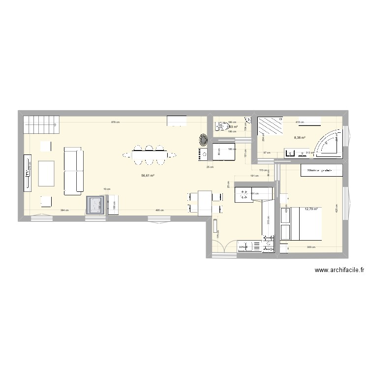 Lav. Plan de 4 pièces et 80 m2