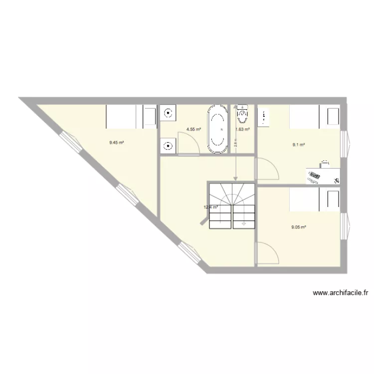 Maison place danois. Plan de 