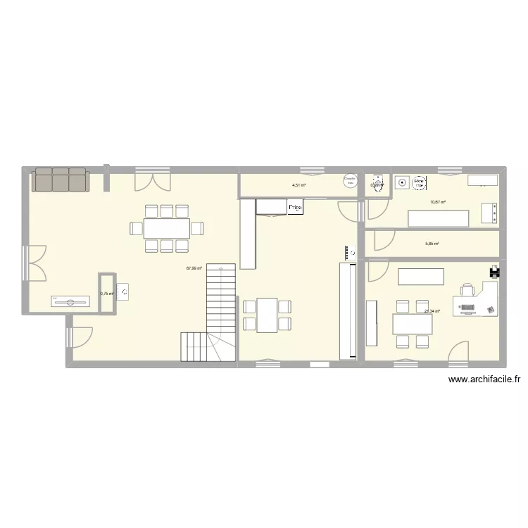 Maison. Plan de 7  et 132 m²