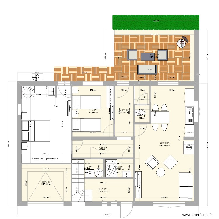 grau . Plan de 9 pièces et 86 m2