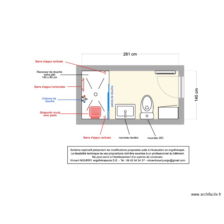 SdB HUBERT F.. Plan de 0 pièce et 0 m2