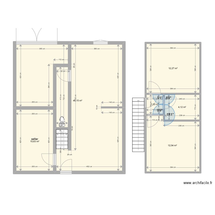 2eme maison Albert. Plan de 6 pièces et 90 m2