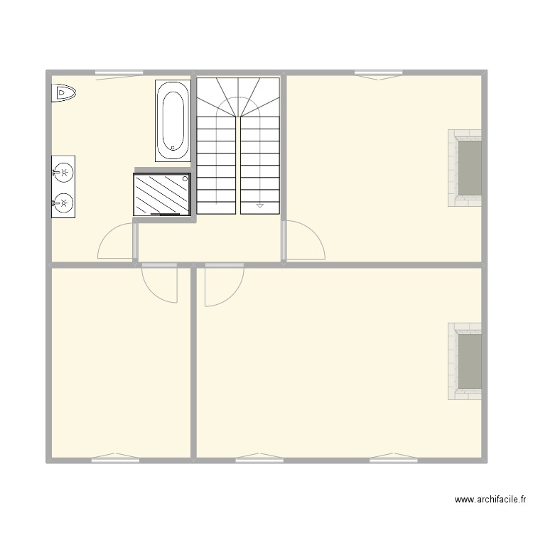 1er etage. Plan de 5 pièces et 68 m2