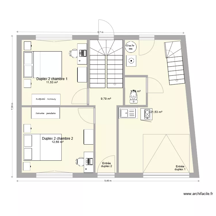 Duplex rez de chaussee. Plan de 