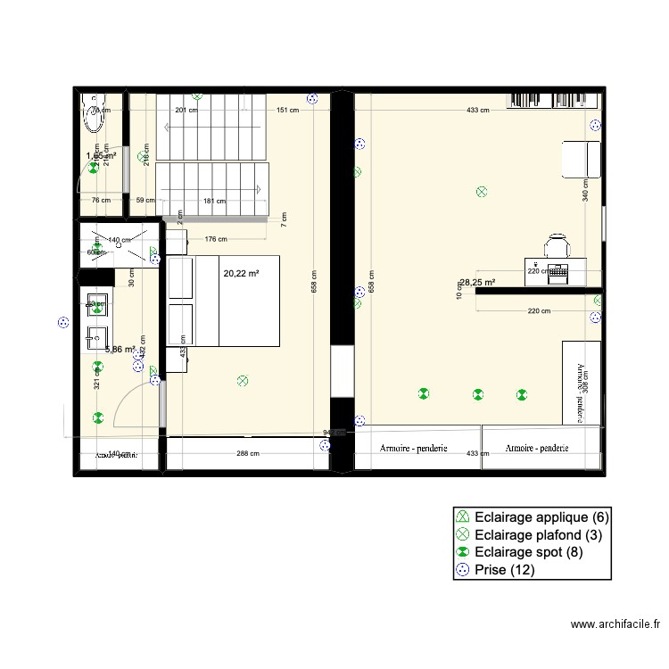 vernaison 2eme. Plan de 4 pièces et 56 m2