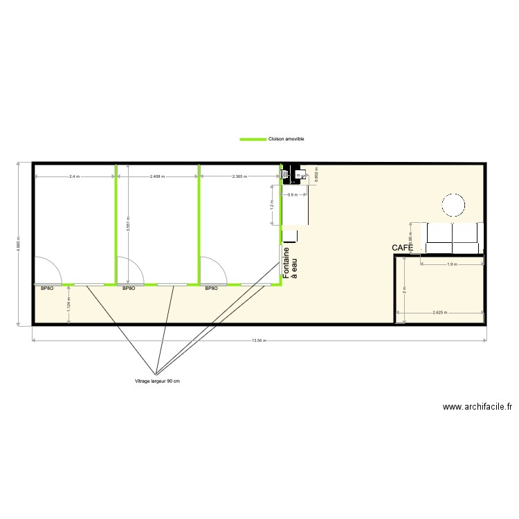 PLAN ENTREPOT SATROUVILLE CLOISON AMOVIBLE . Plan de 0 pièce et 0 m2