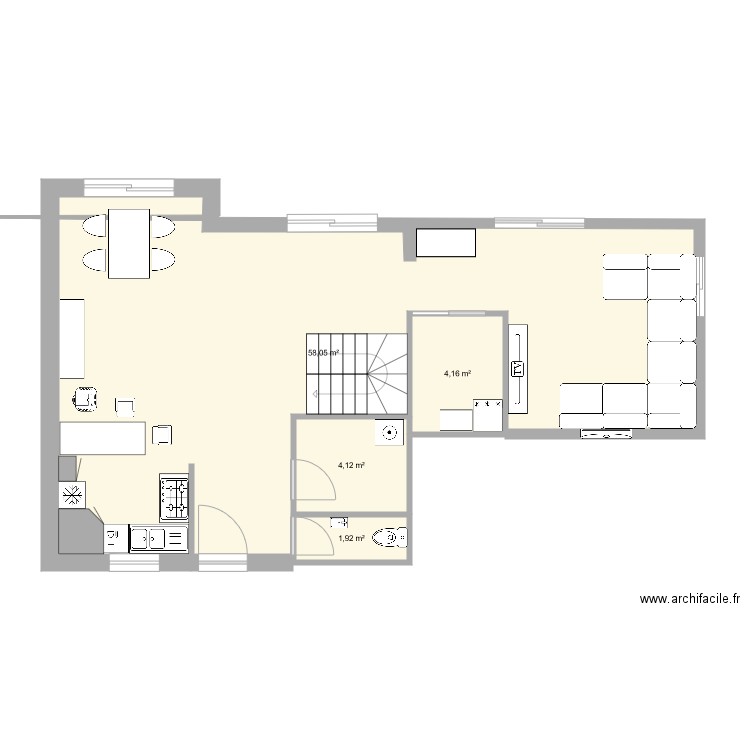 extension 2. Plan de 4 pièces et 68 m2