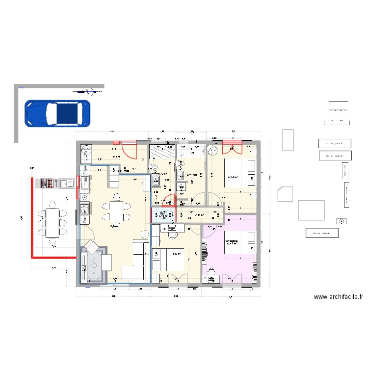 Con garaje y terraza y muebles. Plan de 9 pièces et 90 m2