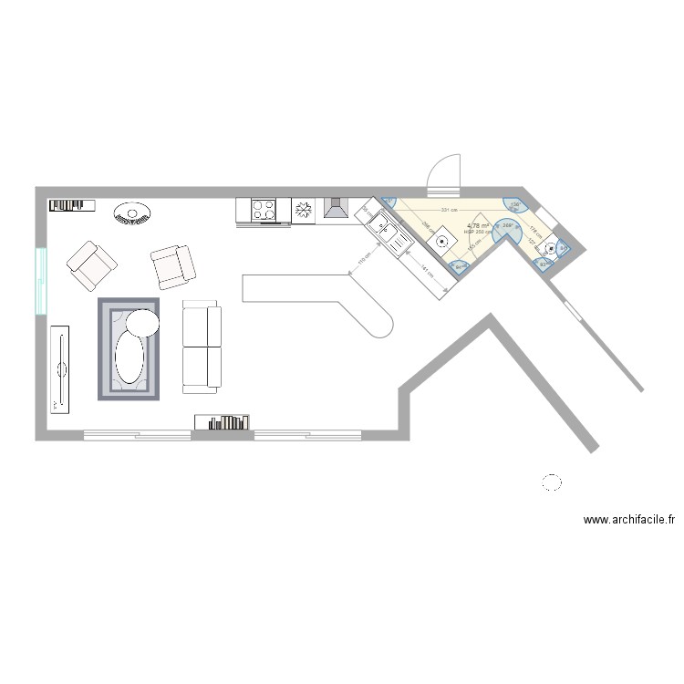 Plan maison salon cuisine velaux 2. Plan de 1 pièce et 5 m2