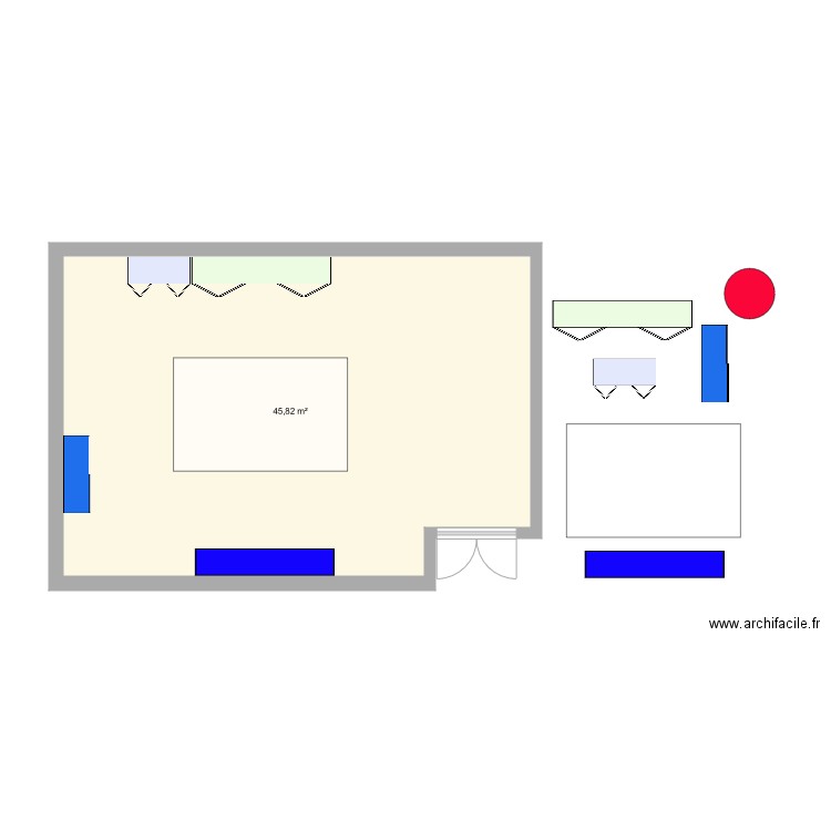 Atelier Peinture VS Bureaux AM. Plan de 1 pièce et 46 m2