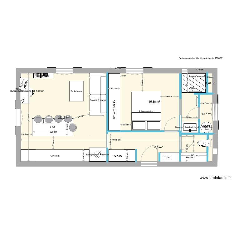 ARCHI PORTALET 5. Plan de 5 pièces et 48 m2