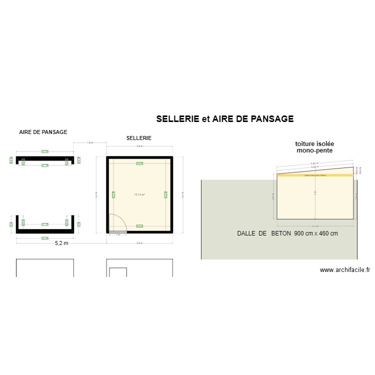 sellerie et aire de pansage OP3 MUR 10 CM OP2. Plan de 1 pièce et 15 m2