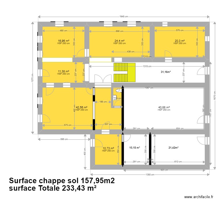 la laurende mai 2020. Plan de 7 pièces et 170 m2