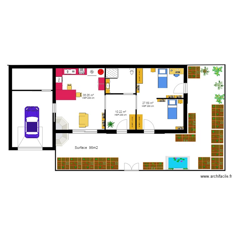 longère  modifiée. Plan de 0 pièce et 0 m2