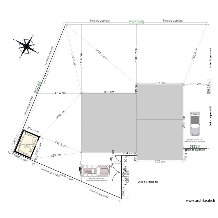 Planmasse emprise au sol. Plan de 1 pièce et 10 m2