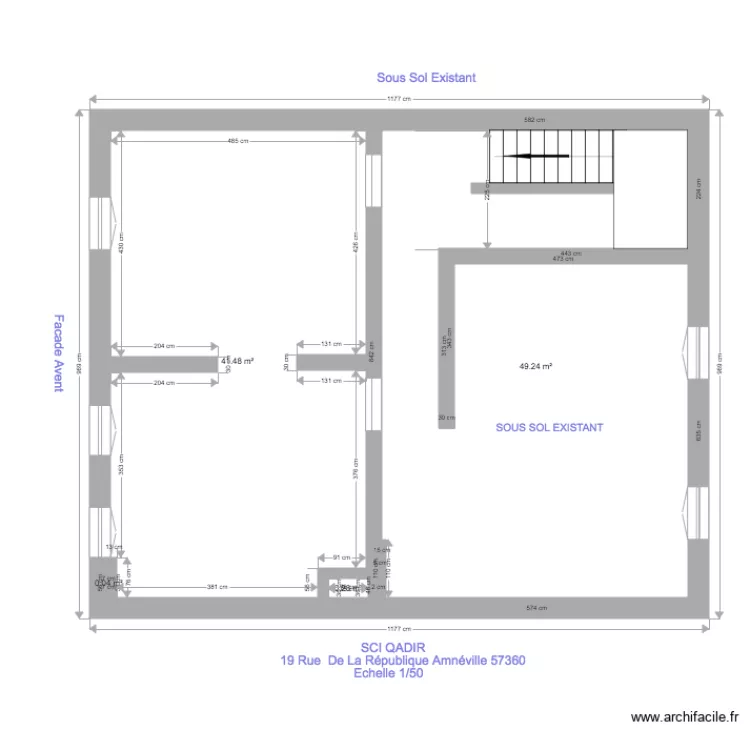 SCI QADIR SOUS SOL EXISTANT 1. Plan de SCI QADIR SOUS SOL EXISTANT 1. Plan de