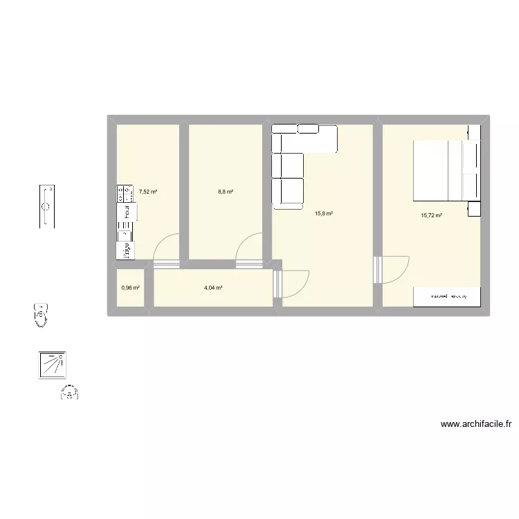 Appartement T3. Plan de 