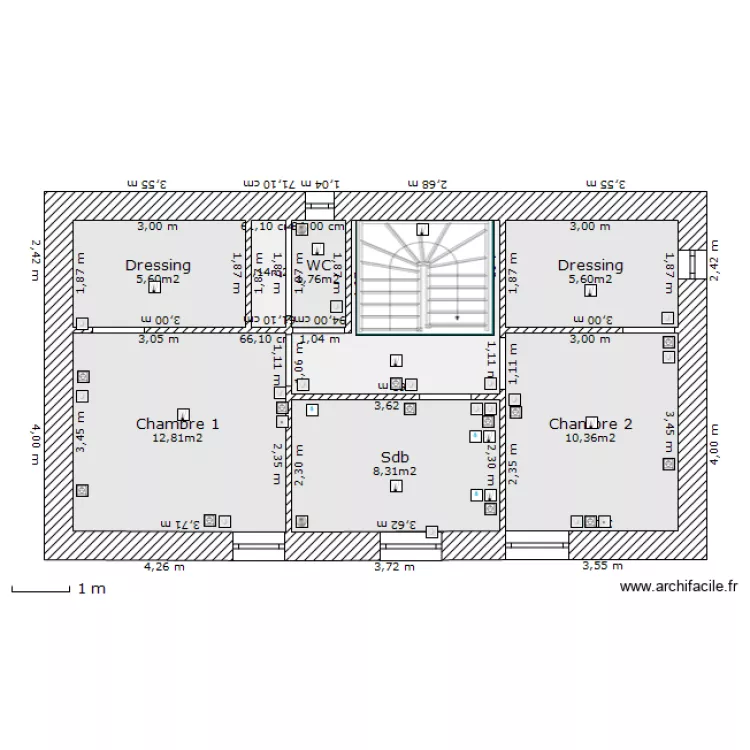 1er etage futur avec &eacute;lectricit&eacute;. Plan de 