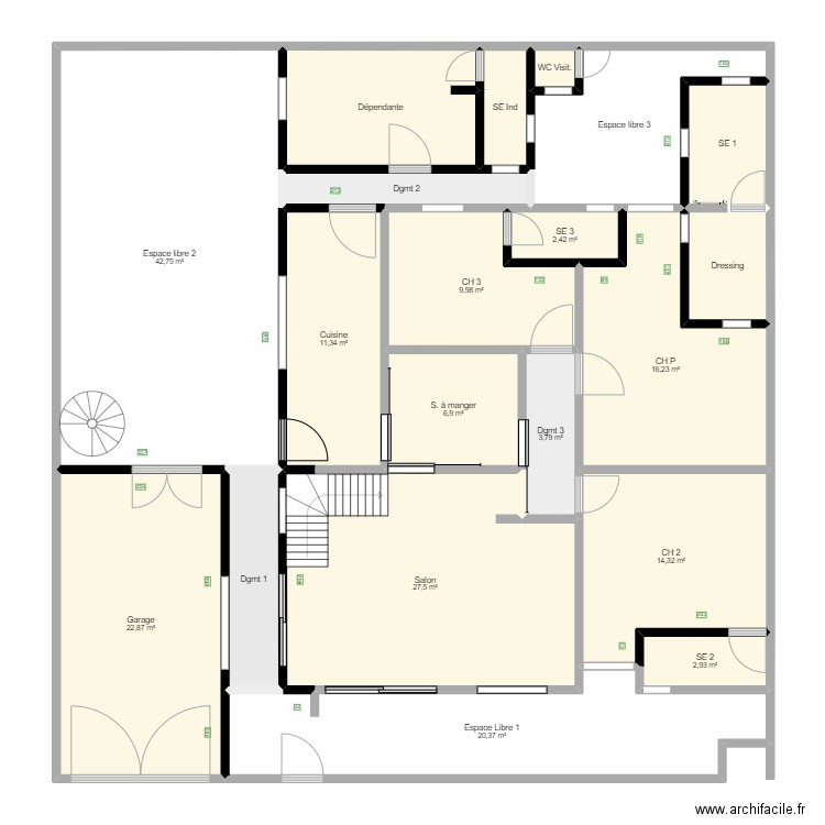 3-Plan Villa Plan RDC - VF. Plan de 24 pièces et 385 m2