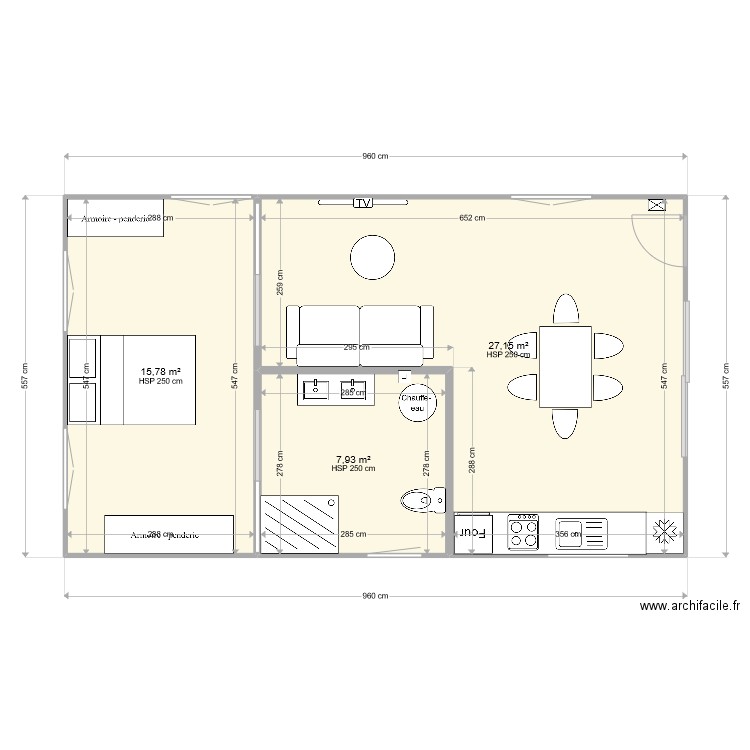 garage 2. Plan de 3 pièces et 51 m2