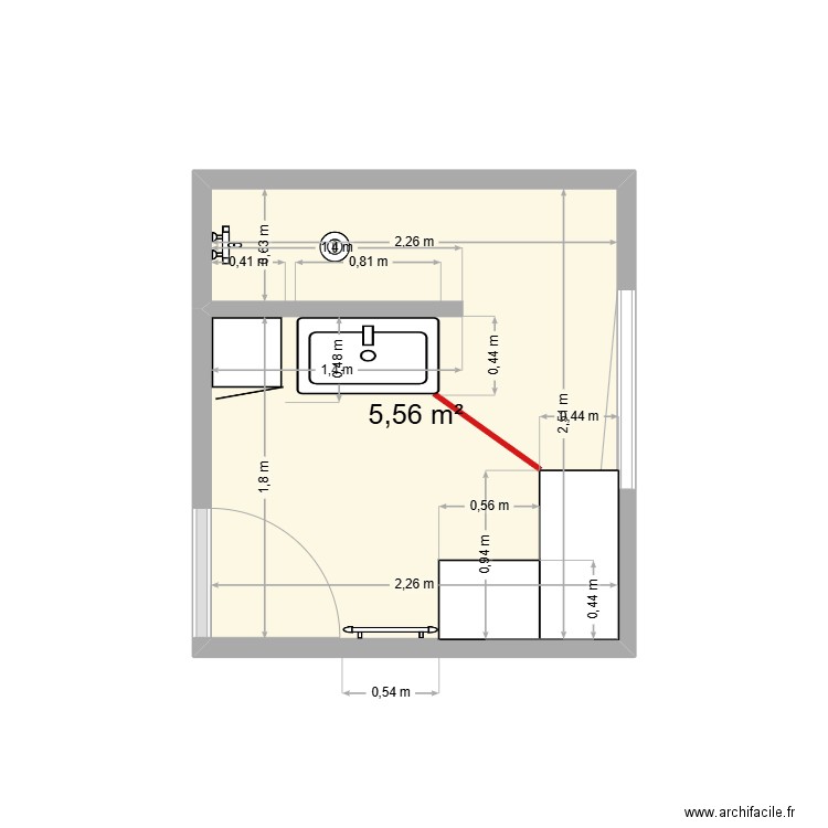 thiemonge. Plan de 1 pièce et 6 m2