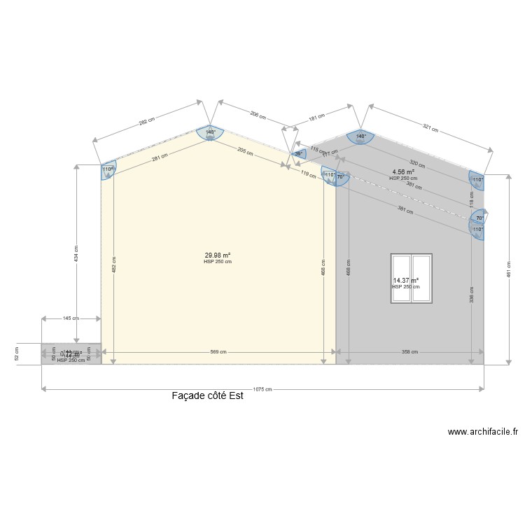 Facade Est Villa Riou Extension. Plan de 0 pièce et 0 m2