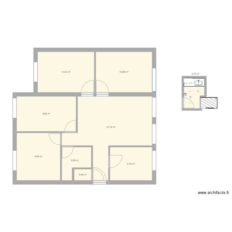 Appartement Créteil V2. Plan de 9 pièces et 77 m2