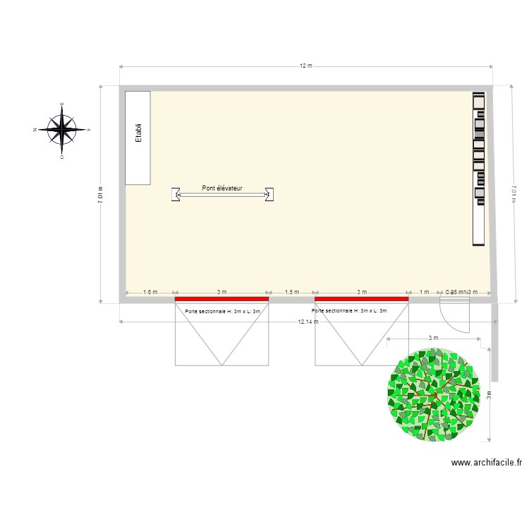 SURFACE GARAGE. Plan de 1 pièce et 77 m2