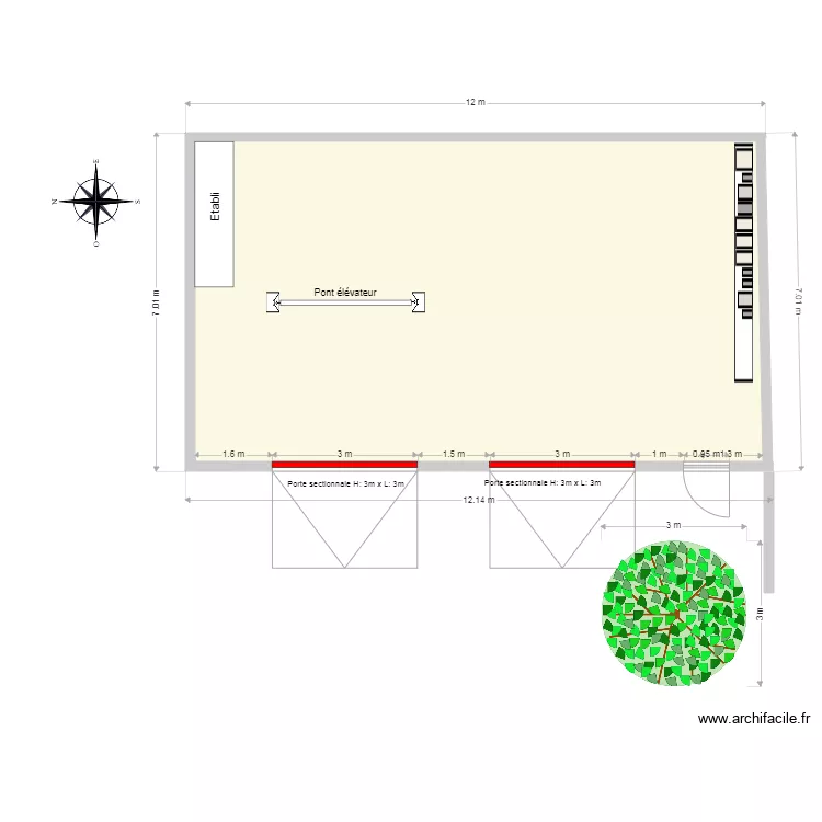 SURFACE GARAGE. Plan de 