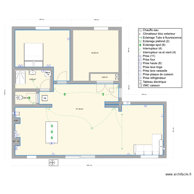 loic. Plan de 7 pièces et 100 m2