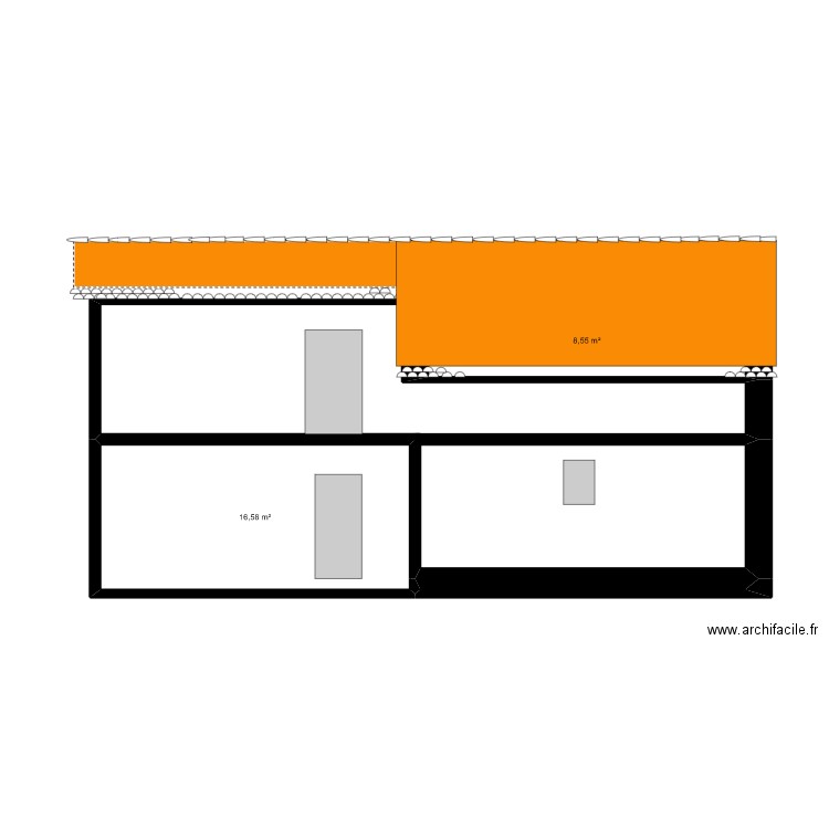 FACADES NORD. Plan de 3 pièces et 25 m2