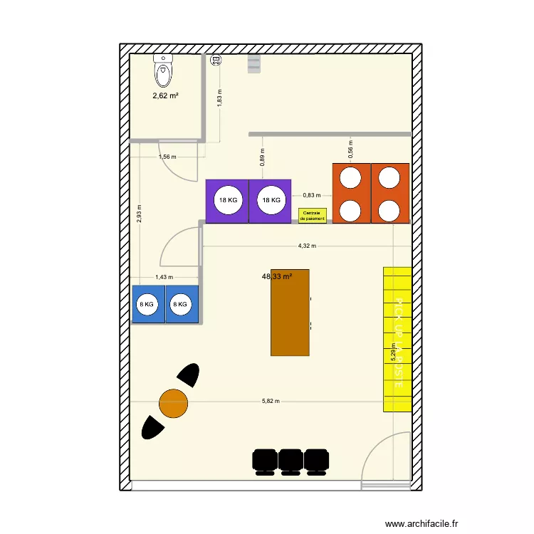 Laverie de L&eacute;on. Plan de 2  et 51 m²
