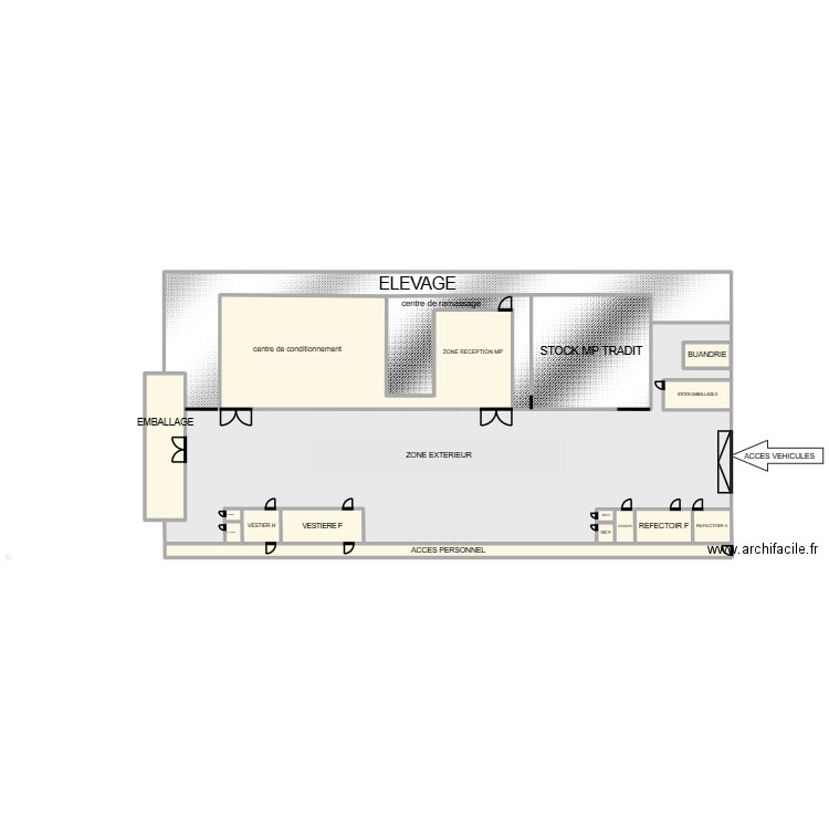 CENTRE DE CONDITIONNEMENT. Plan de 18 pièces et 4199 m2