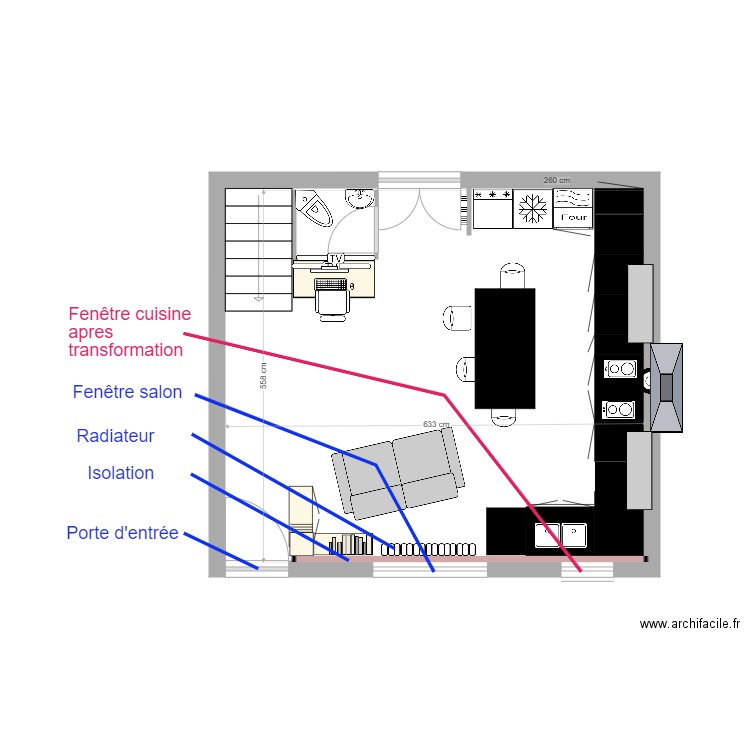 HUISSERIE CUISINE MAIRIE. Plan de 1 pièce et 35 m2