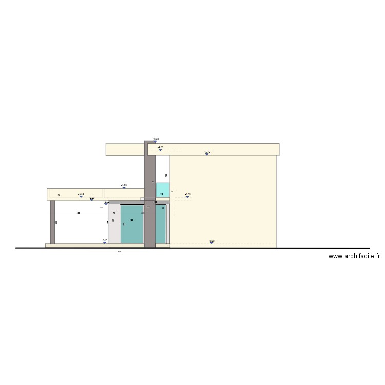 Projet villa 2 facade droite. Plan de 0 pièce et 0 m2