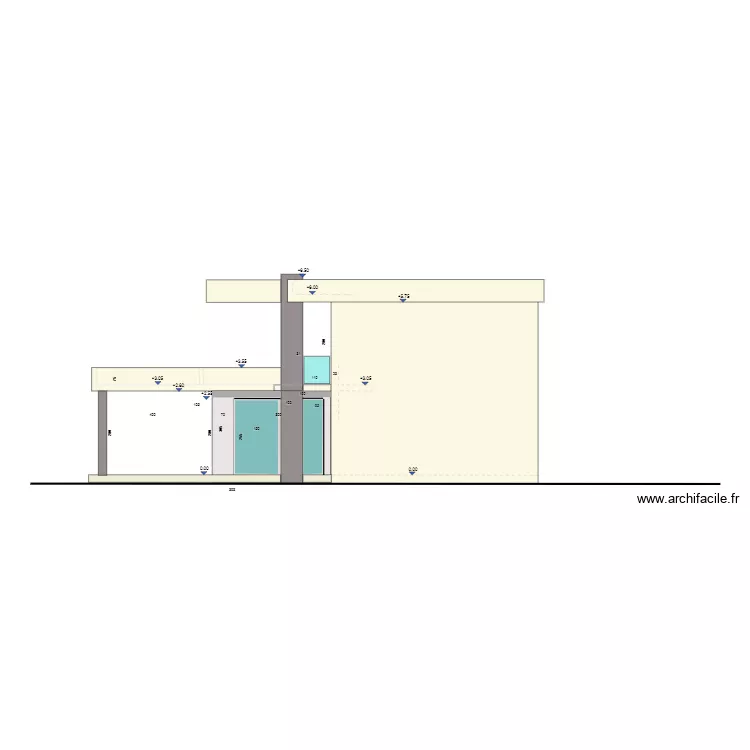 Projet villa 2 facade droite. Plan de 