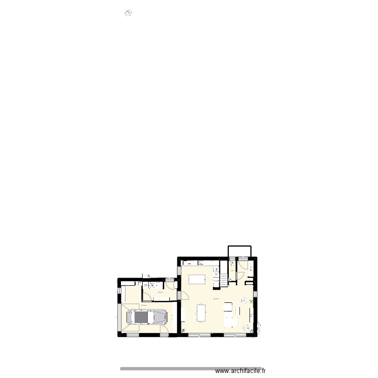 RDC. Plan de 8 pièces et 98 m2